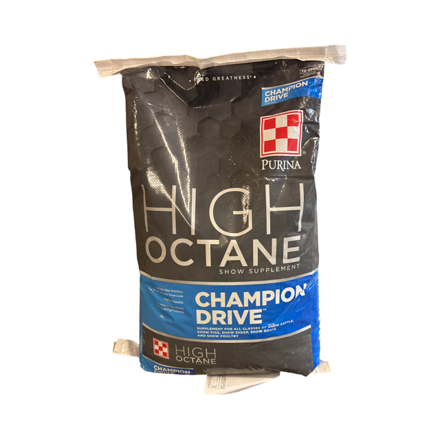 Bag of Purina High Octane Champion Drive supplement on a white background