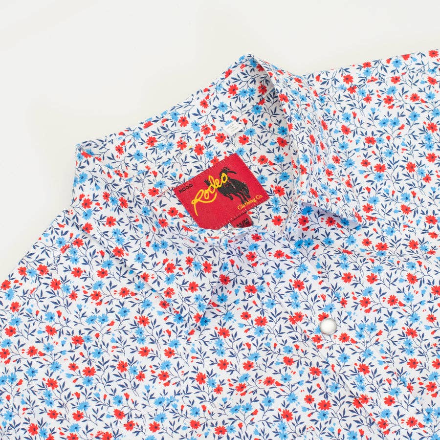 Floral patterned shirt with white background