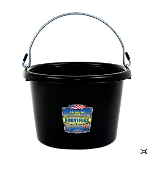 Black bucket with Fortiflex label on a white background