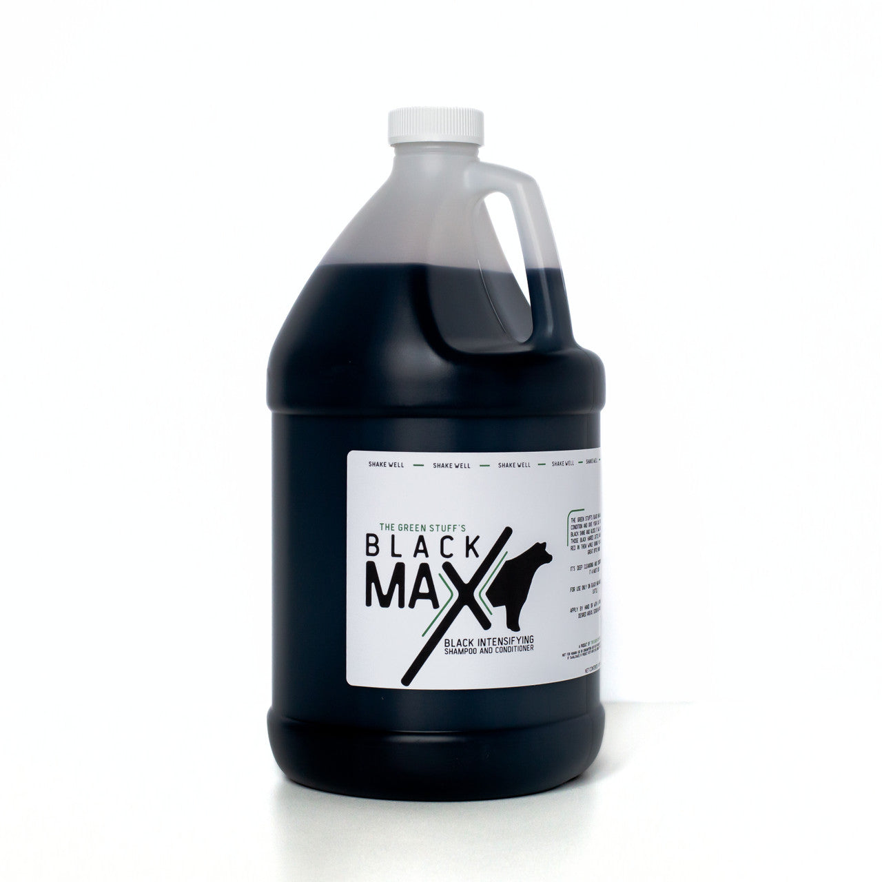 Bottle of Black Max black intensifying shampoo and conditioner on a white background