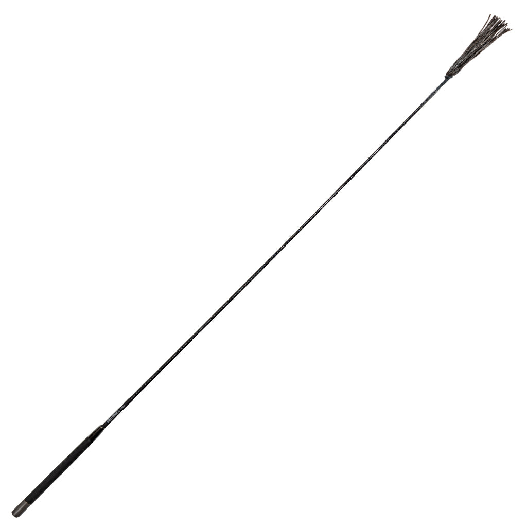 Long black whip on a white background