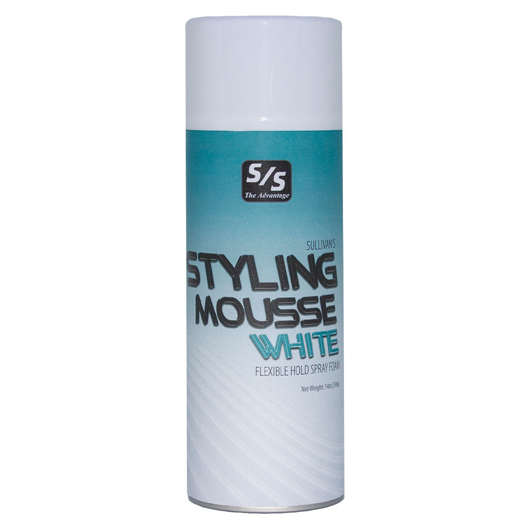 Can of S/S Styling Mousse White on a white background