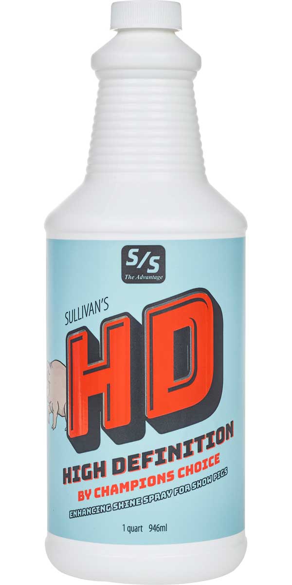 Bottle of Sullivan's HD High Definition spray on a white background