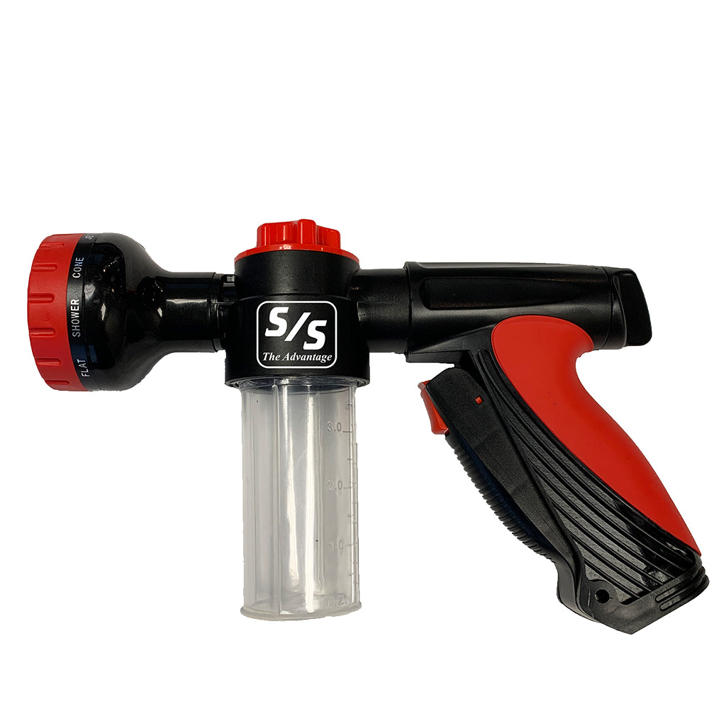 Black and red spray gun with visible branding on a white background