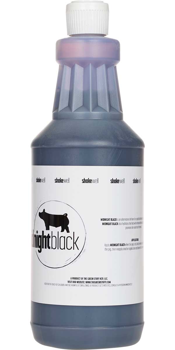 Bottle of Midnight Black on a white background