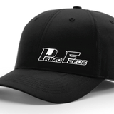 Black cap with a logo on a white background
