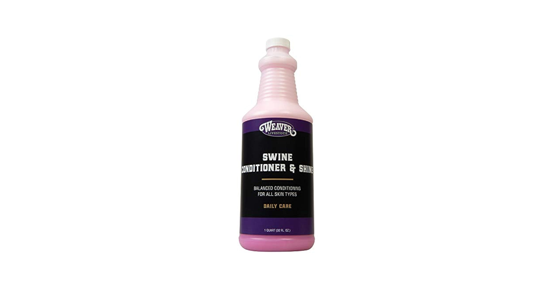 Bottle of Weaver Swine Conditioner & shine on white background