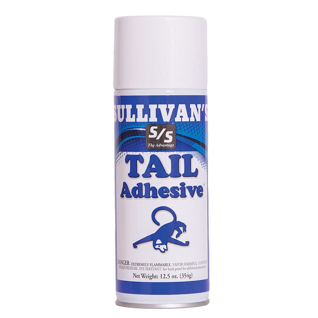 Can of Sullivan's Tail Adhesive on a white background