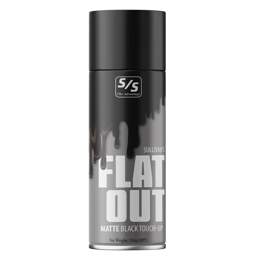 Sullivan's Flat Out matte black touch-up spray can on a white background
