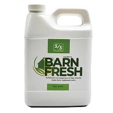 Bottle of 'Barn Fresh' cleaner on a white background
