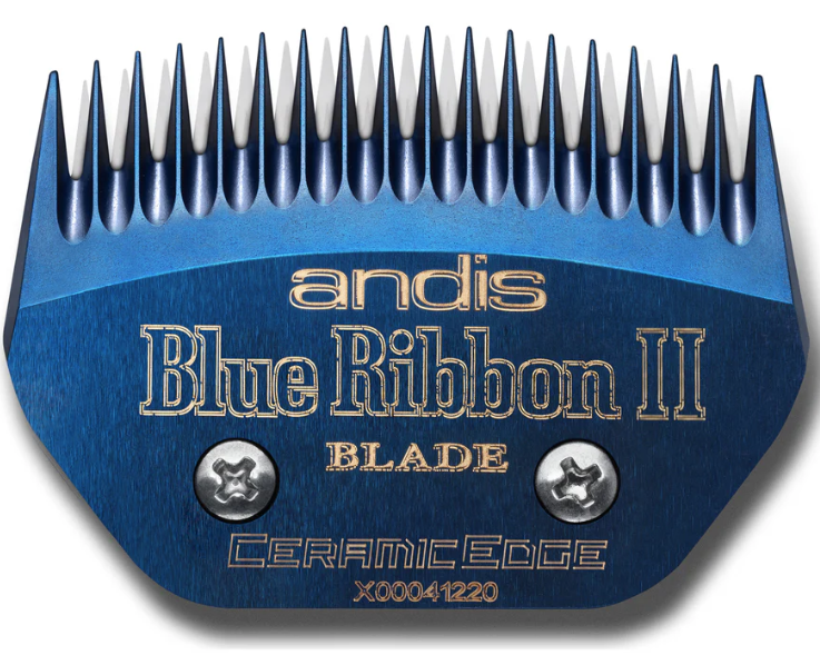 Andis Blue Ribbon II blade with ceramic edge on a white background
