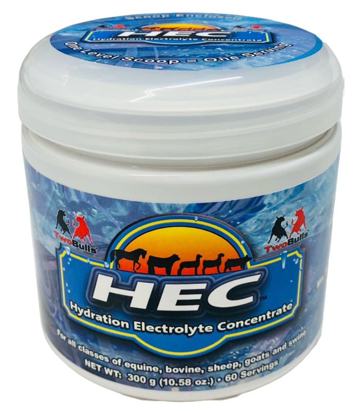 HEC Hydration Electrolyte Concentrate container with Two Bulls logo on a white background