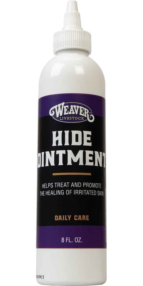 Bottle of Weaver Livestock Hide Ointment on a white background