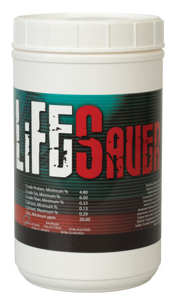 Container labeled 'LifeSaver' with nutritional information on a white background