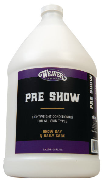 Gallon container of Weaver Livestock Pre Show product on a white background