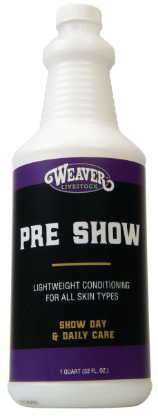 Weaver Livestock Pre Show conditioning product bottle on a white background