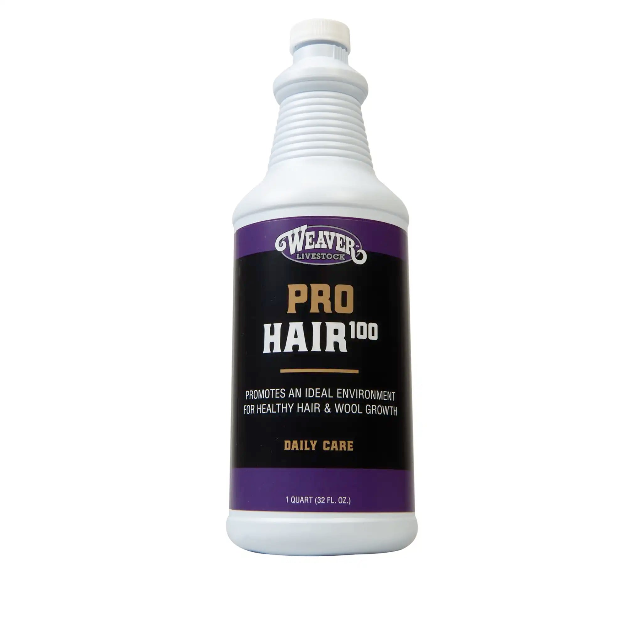 Bottle of Weaver Livestock Pro Hair 100 on a white background