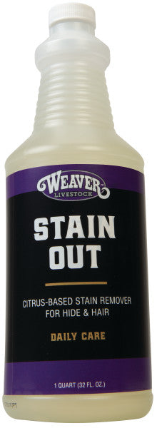 Bottle of Weaver Livestock Stain Out citrus-based stain remover on a white background