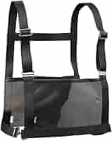 Black number halter with transparent side panels on a black background