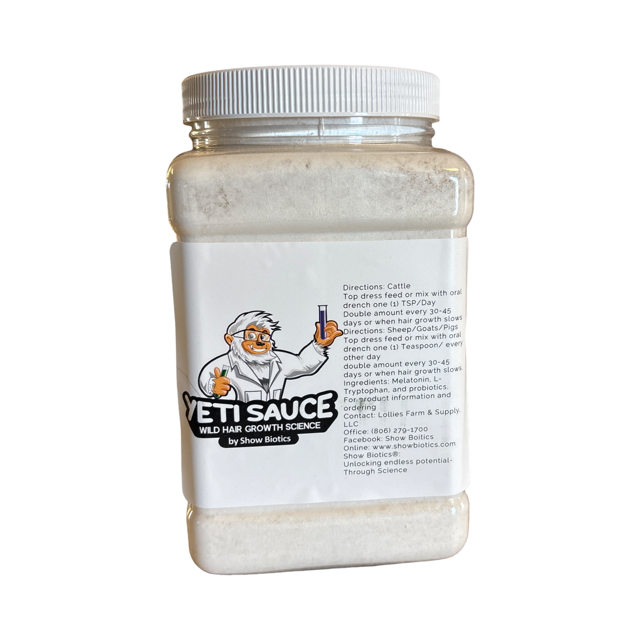 Jar of Yetti Sauce with a cartoon character on a white background