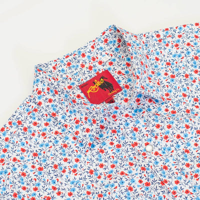 Floral patterned shirt with white background
