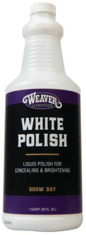 White bottle of Weaver Livestock White Polish on a white background