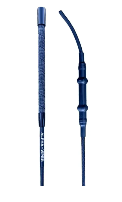 Blue Alpha Viper snake-shaped object on a white background