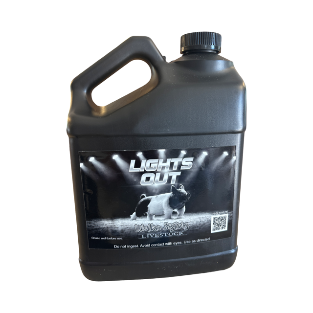Black container labeled 'Lights Out' on a white background