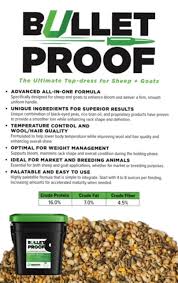 Product packaging with text 'Bullet Proof' and a green container on a white background