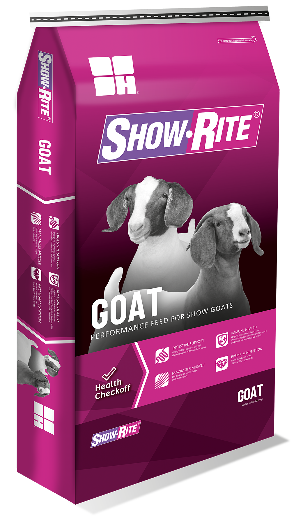 Show-Rite Goat feed packaging on a white background