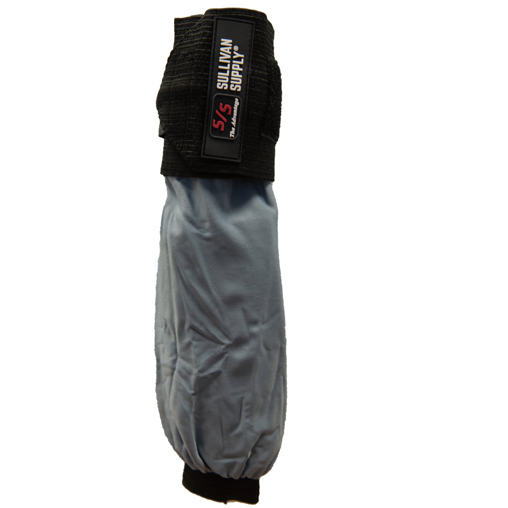 Blue protective gear with black strap and 'Sullivan Supply' label on a white background