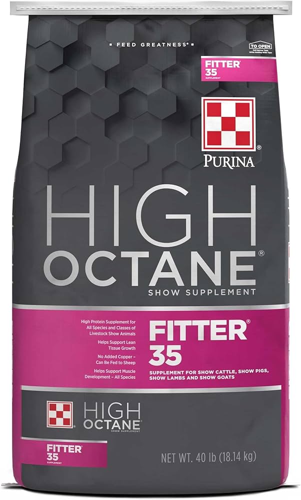 Purina High Octane Fitter 35 supplement bag on a white background