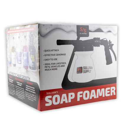 Box of Sullivan Supply Soap Foamer with product image and features on a white background