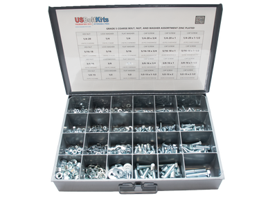 Bolt kit with open lid displaying specifications on a white background