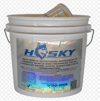 White bucket with HUSKY label on a clear background