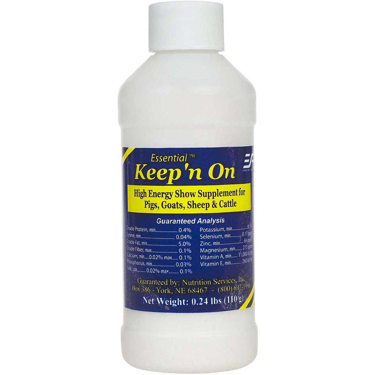 Supplement bottle labeled 'Keep 'n On' on a white background
