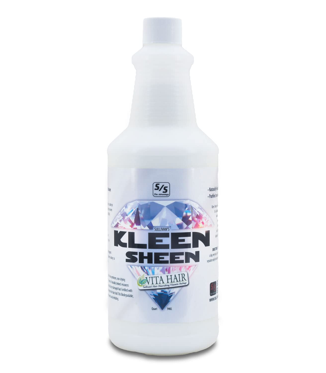 Bottle of Kleen Sheen conditioner on a white background