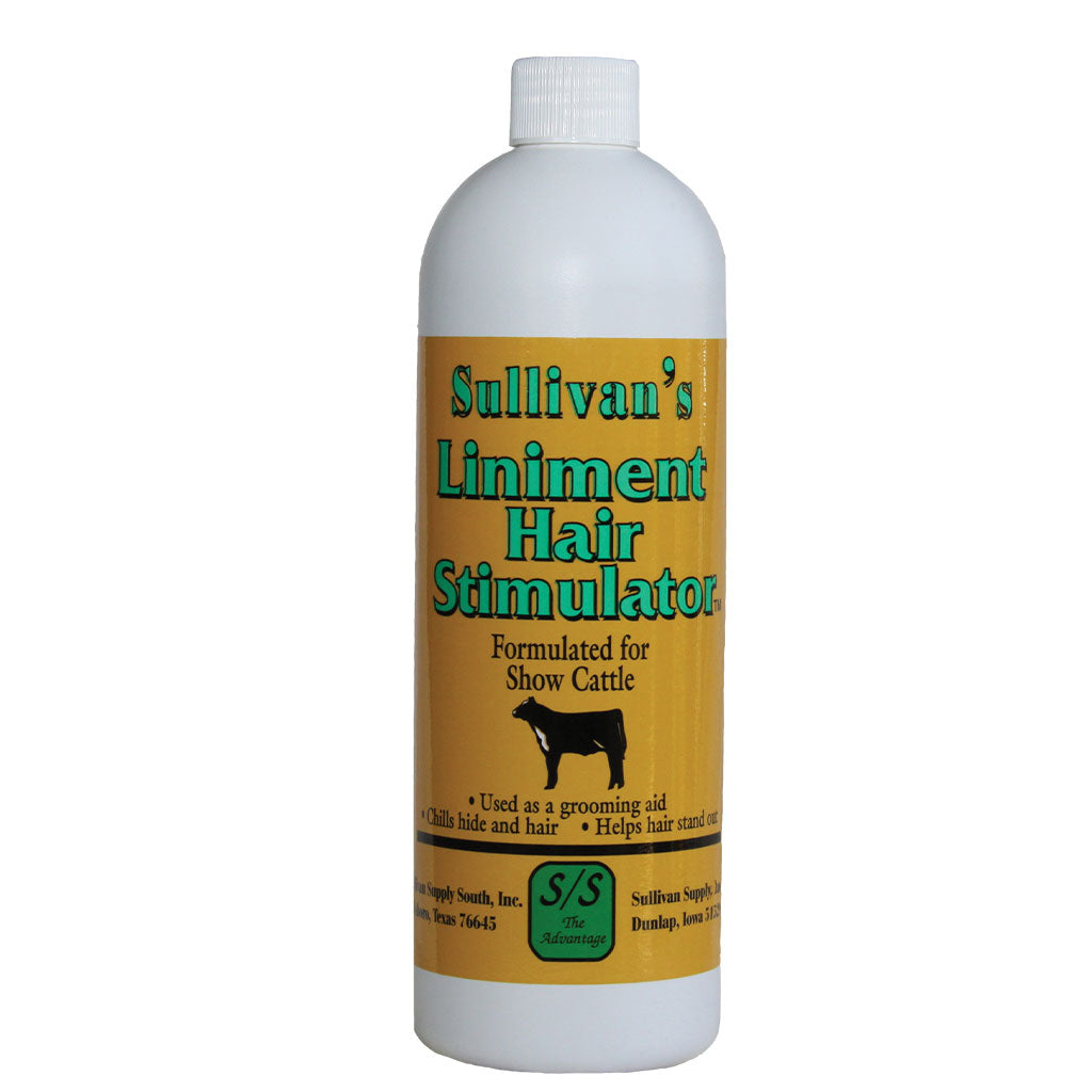 Bottle of Sullivan's Liniment Hair Stimulator on a white background
