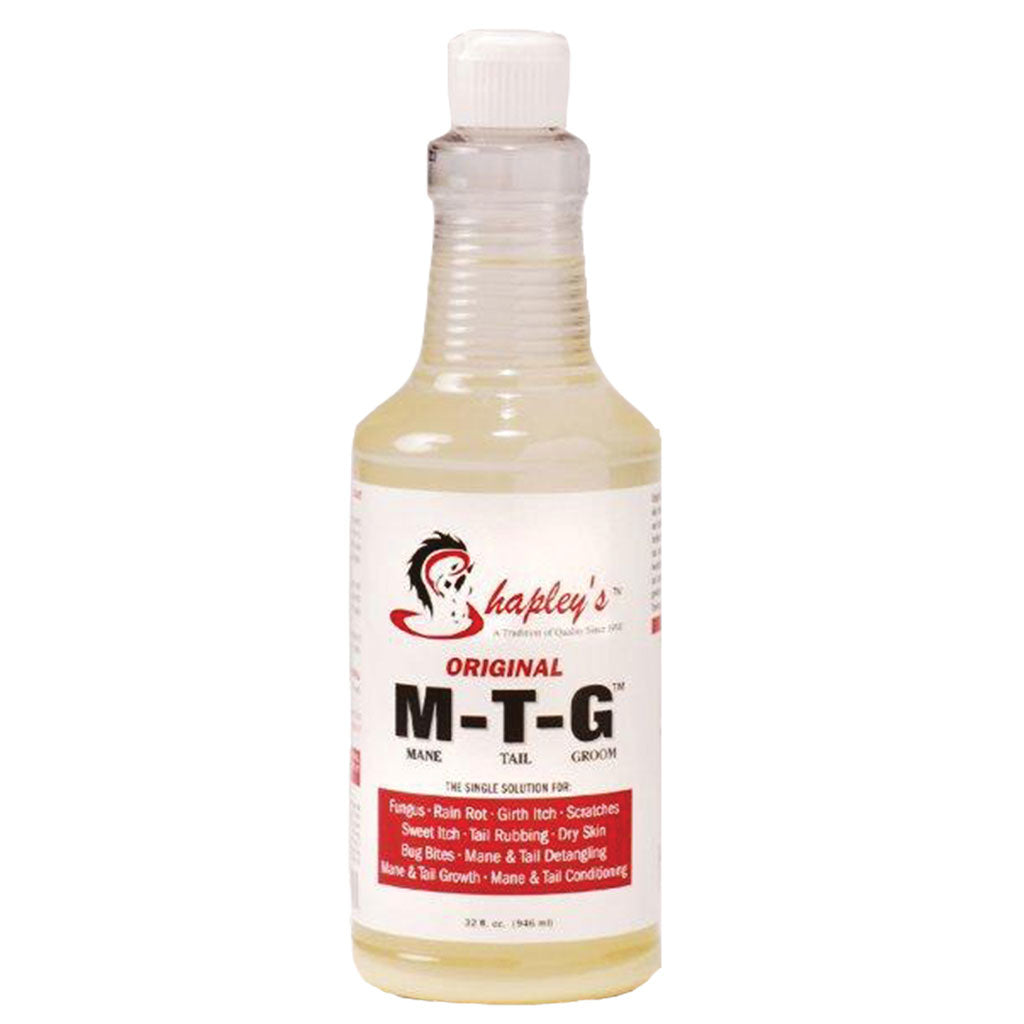 Shapley's M-T-G Mane and Tail Groom bottle on a white background