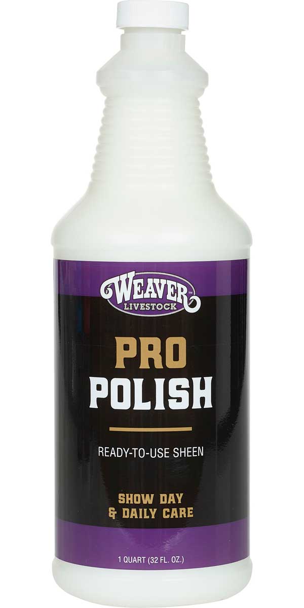 Bottle of Weaver Livestock Pro Polish on a white background
