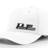 White cap with a logo on a white background