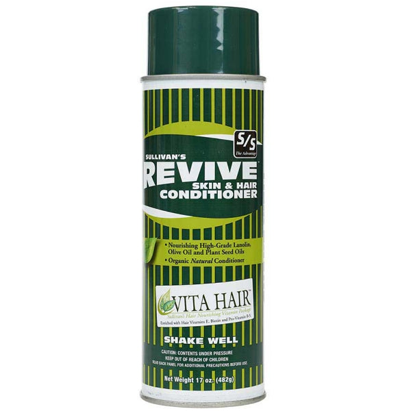 Can of Sullivans REVIVE skin & hair conditioner on a white background