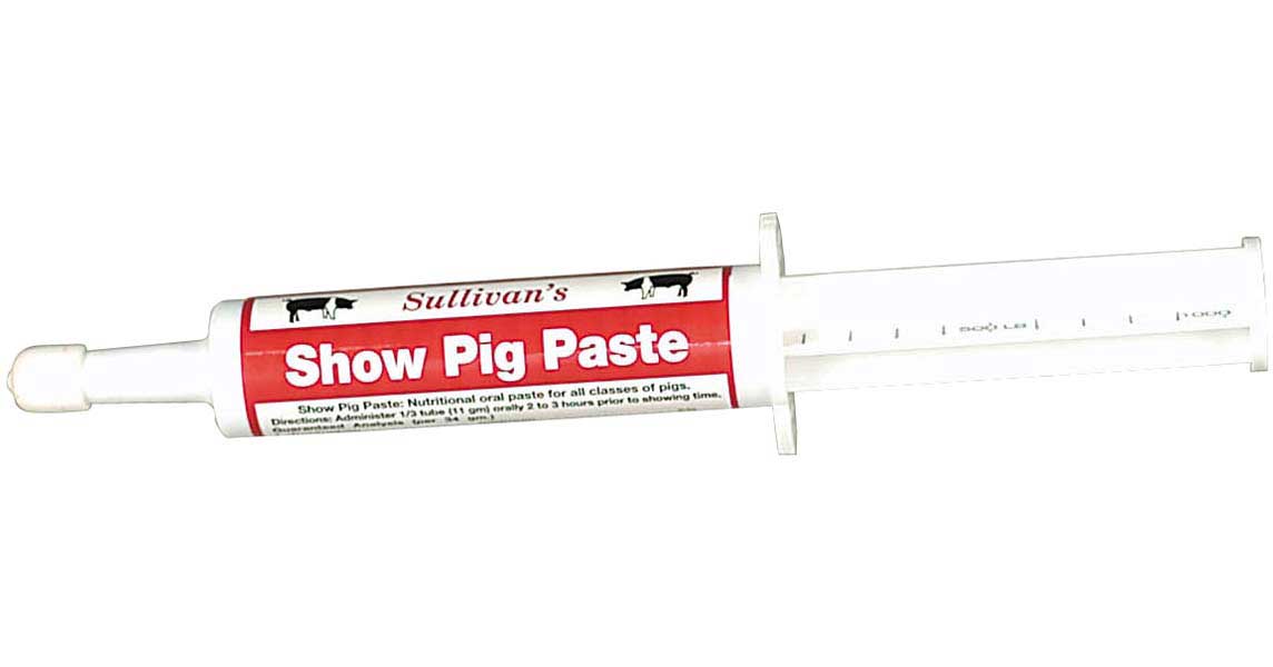Tube of Sullivan's Show Pig Paste on a white background