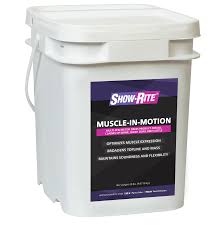 white bucket on white background says show rite muscle in motion