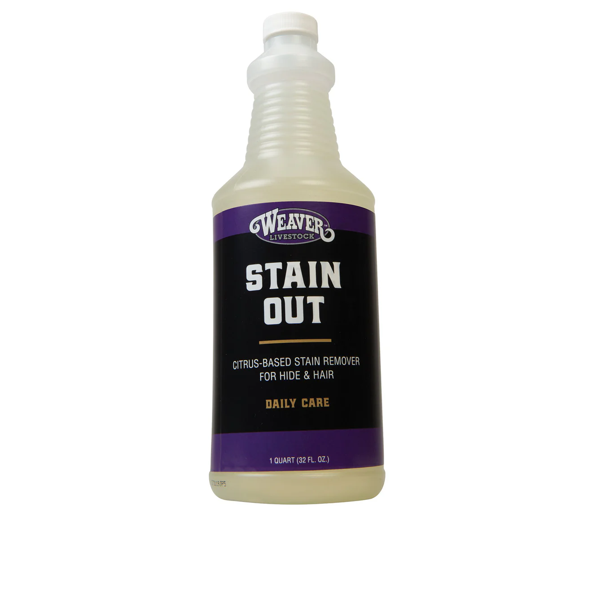 Bottle of Weaver Livestock Stain Out stain remover on a white background