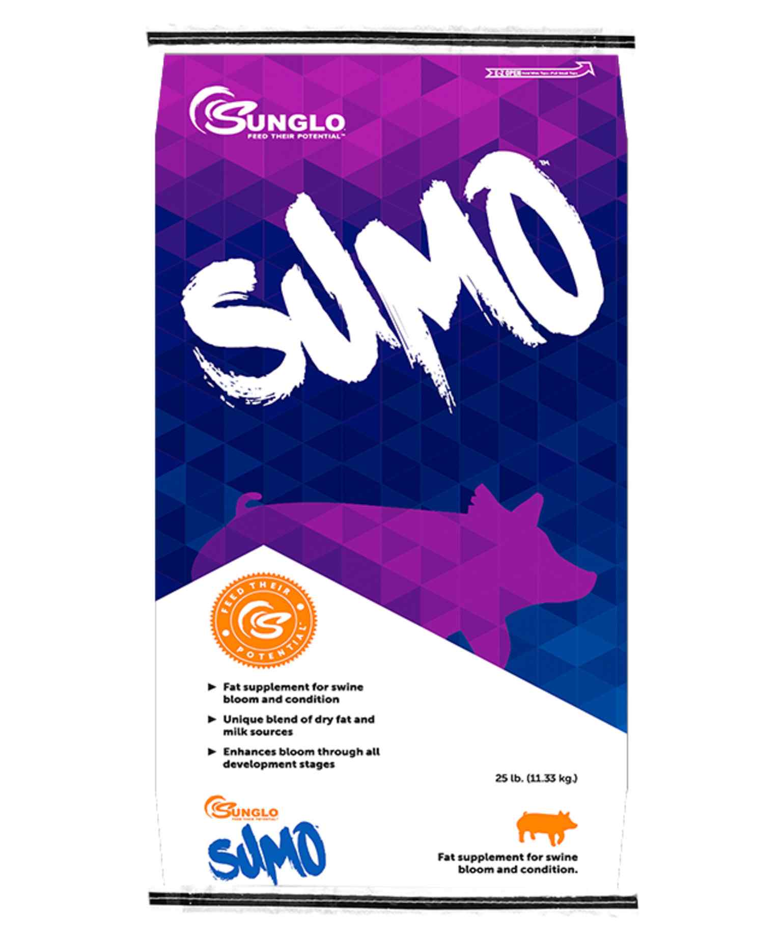 Sunglo Sumo supplement package for pigs with geometric design