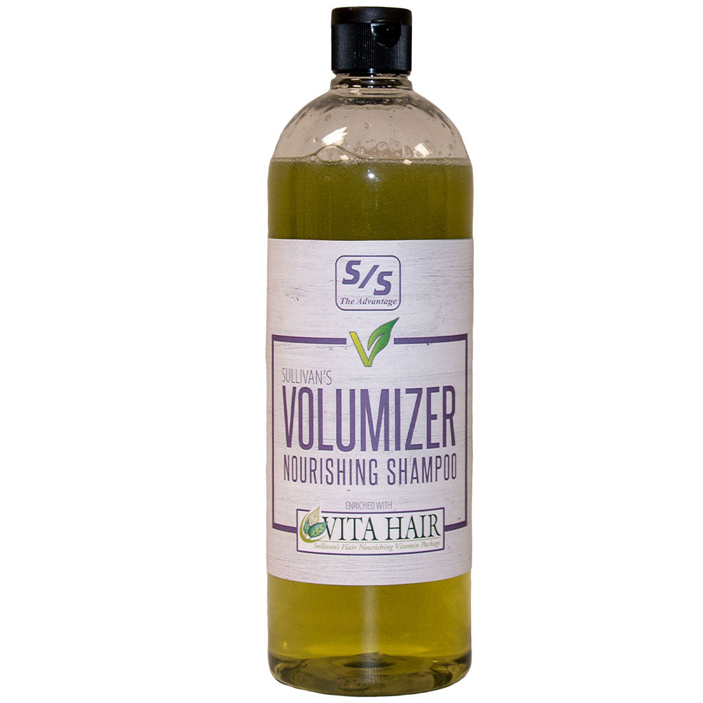 Bottle of Vita Hair volumizer nourishing shampoo on a white background