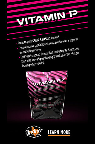 Vitamin P supplement packaging with pink and black design on a dark background