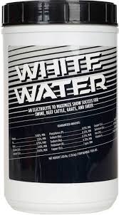 White Water supplement container with black label