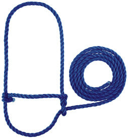 Blue rope with a knot on a white background